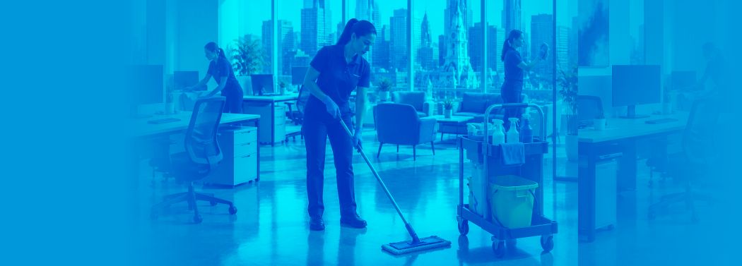 HNO commercial cleaning — clean office space with the Philadelphia skyline