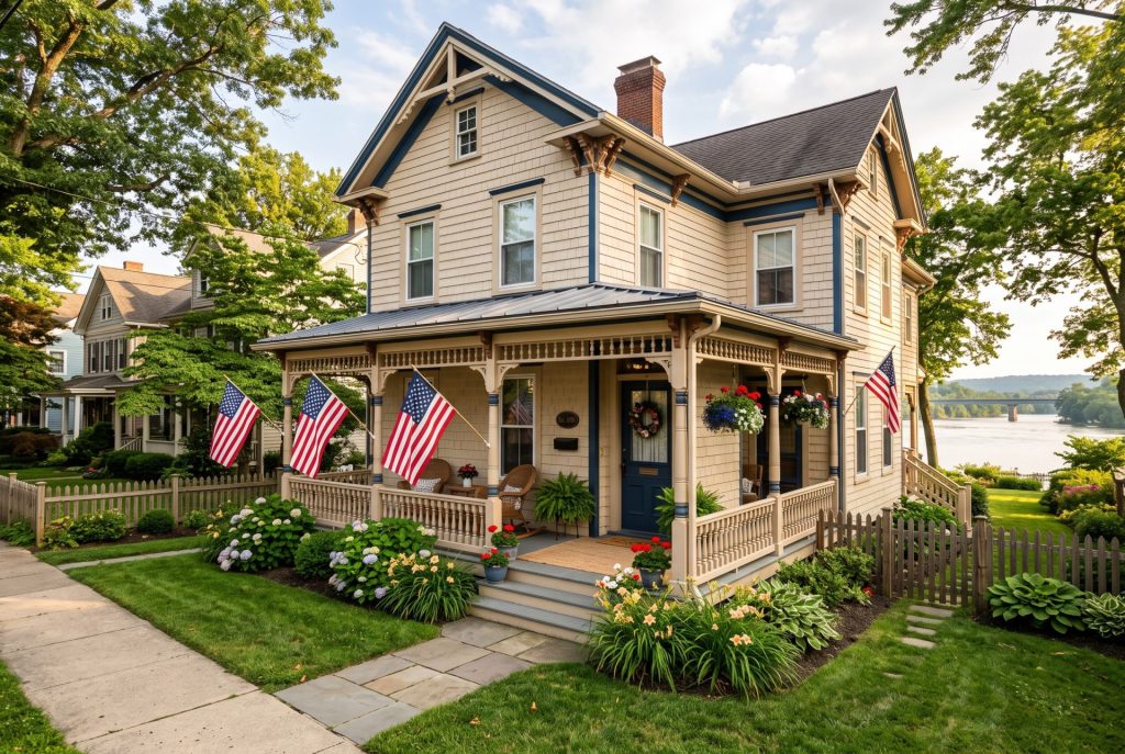 Charming riverside home exterior in Palmyra, New Jersey
